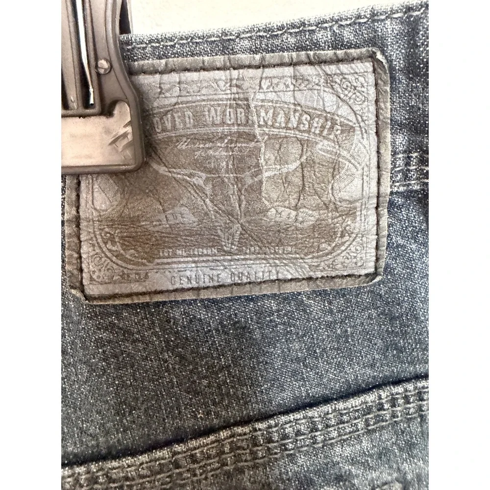 I Jeans by Buffalo Mens 36x30 Dark Wash Straight Leg Denim Blue Jeans Whiskered